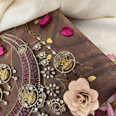 Premium Red Victorian Diamond Lakshmi Hasli-VV1738